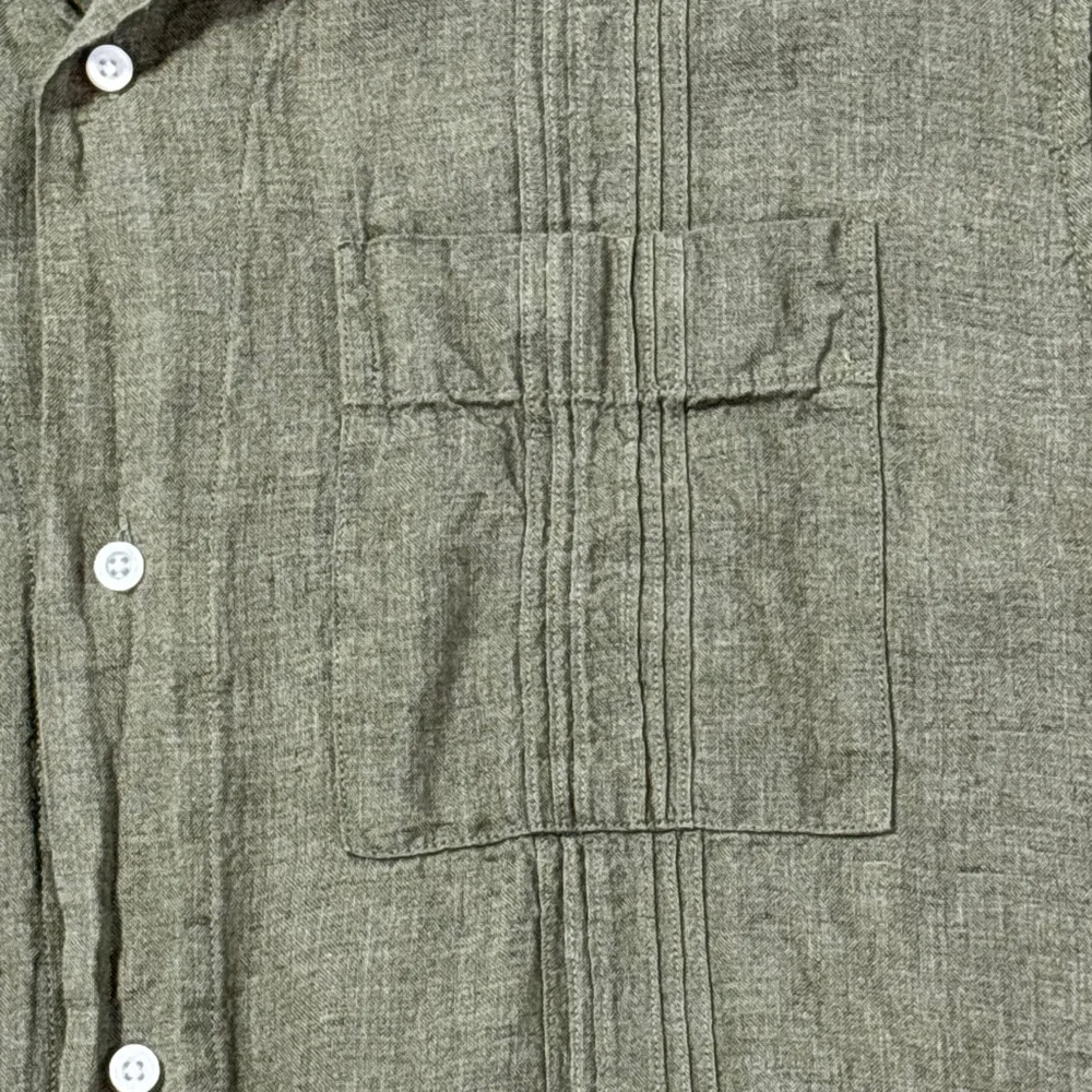 Banana Republic Linen Resort Shirt Casual Button Down Men’s XXL Olive Green